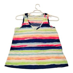 Lilly Pulitzer Women's Jaylynne Rainbow Striped Racerback Tank Top Size S V-Neck